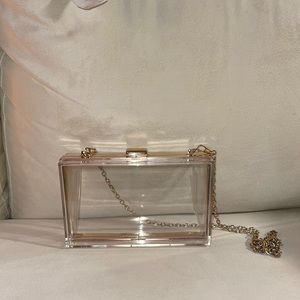 PLT Clear/Gold Acrylic Glass Clutch
